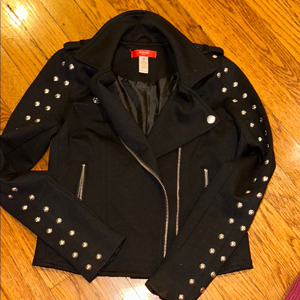 Aqua Girls Size M Studded Motto Jacket